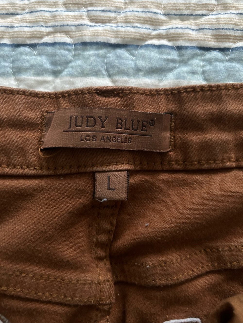 Judy Blue Shorts Denim Jean Sienna Brown Women’s Large Tummy Control Stretch - Picture 4 of 6